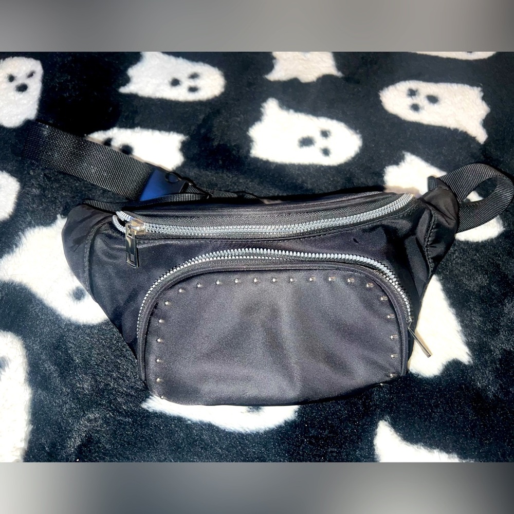 Black Studded Fanny Pack
